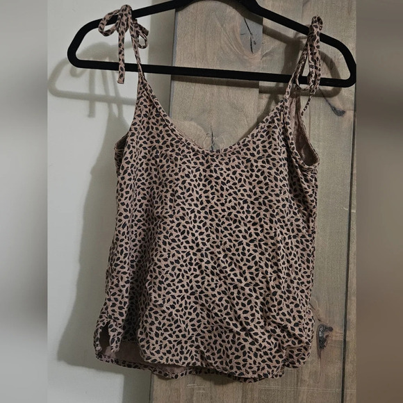 Abercrombie & Fitch black and brown animal print tie shoulder cami top. Size SM - Picture 5 of 6